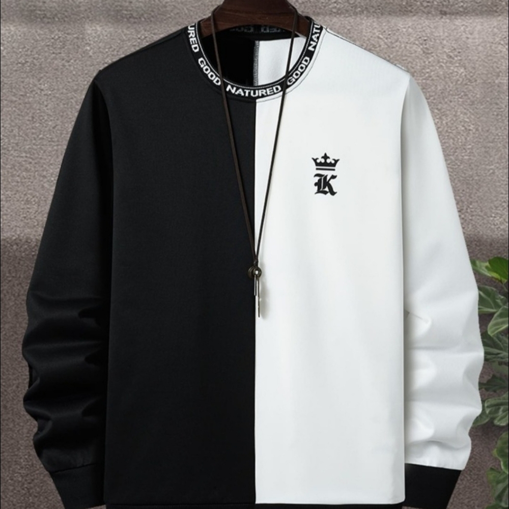 Manfinity Homme UnisexLetter Graphic Long SleeveCasual Color Block Med.